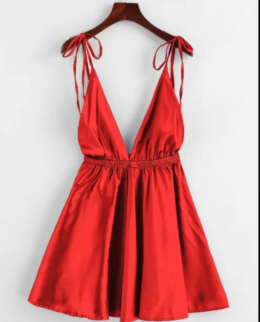 SilkSecret Blush Satin V-Neck Mini Slip Dress