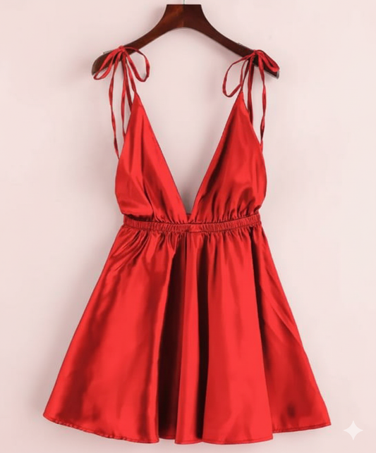 SilkSecret Blush Satin V-Neck Mini Slip Dress